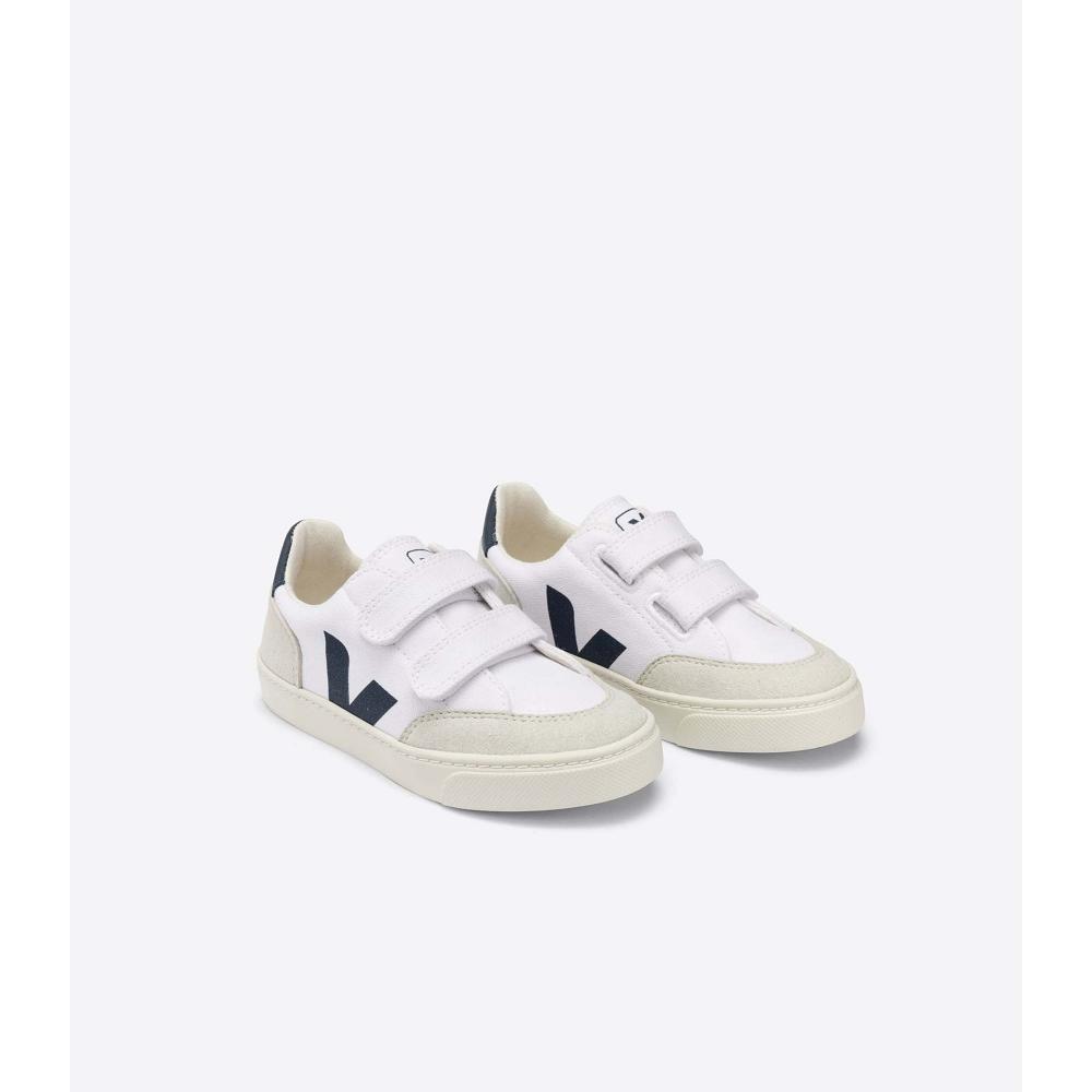 Kids' Veja V-12 CANVAS Shoes White | ZA 806DFM